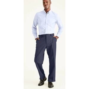 Dockers D3 Navy Straight/Khaki leg Flat front Pant size 32x32
